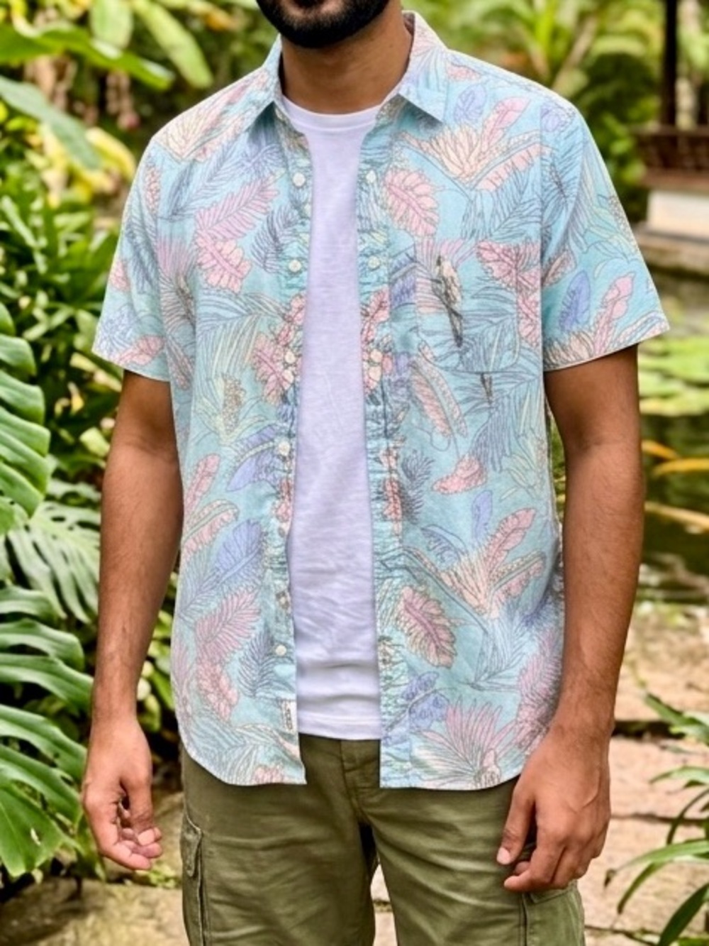 Men's Short Sleeve AE Shirt Light Blue/Pink